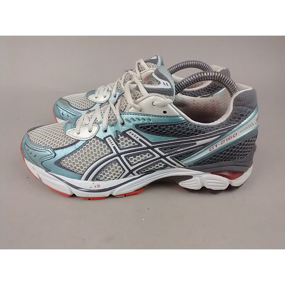 Asics GT-2160 Womens Running Shoes White Silver Teal T154N Size 8.5 - Picture 3 of 12